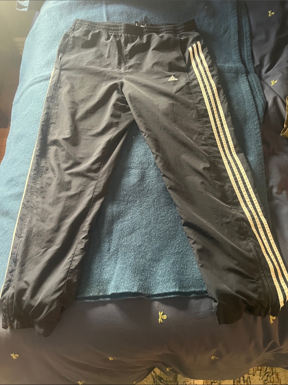 adidas Black Track Pants with White Triple Stripes